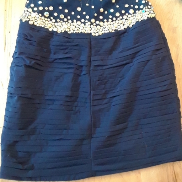 Jovani Navy Blue Gemstone Cocktail Dress - Picture 3 of 5